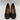 Hush Puppies BURLESQUE Black Leather Round Toe Slip On Wedge Flats, Size 8N - Very Good - Ufashion