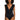 La Blanca Women's Island Goddess Shoulder Ruffle Plunge One Piece, Black, 10 - Ufashion