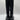 AQUATALIA Hillaria Black Leather/Fabric Round Toe Lugsole Side Zip Boot Size 9.5 - Very Good - Ufashion