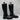AQUATALIA Hillaria Black Leather/Fabric Round Toe Lugsole Side Zip Boot Size 9.5 - Very Good - Ufashion