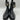 Karl Lagerfeld Paris Women's Pepper Rhinestone Curb Link Combat Boots Black 7.5M - Very Good - Ufashion