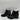 MIA Black Faux Leather/Glitter Round Toe Side Zip Block Heel Ankle Boots Size 4 - Very Good - Ufashion