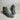 Report OSGOOD Faux Leather Pointed Toe Side Zip Up Block Heel Boots Grey Size 7 - Very Good - Ufashion