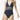 NWT Michael Kors Womens Chain Border Halter One-Piece Swimsuit New Navy Size 4 - Ufashion