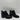 MIA Black Faux Leather/Glitter Round Toe Side Zip Block Heel Ankle Boots Size 5 - Very Good - Ufashion