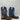 Corral TYSON Tan/Blue Leather Square Toe Pull On Western Boots Men Size 8.5D - Very Good - Ufashion