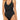 BLEU Women's Black Stretch Push-Up Twist-Front Tie Back-Neck Deep V Neck - Ufashion